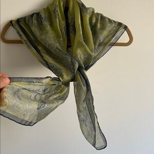 Giorgio Armani Green and Navy Sheer Paisley Scarf